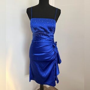 Elegant Blue Satin Dress